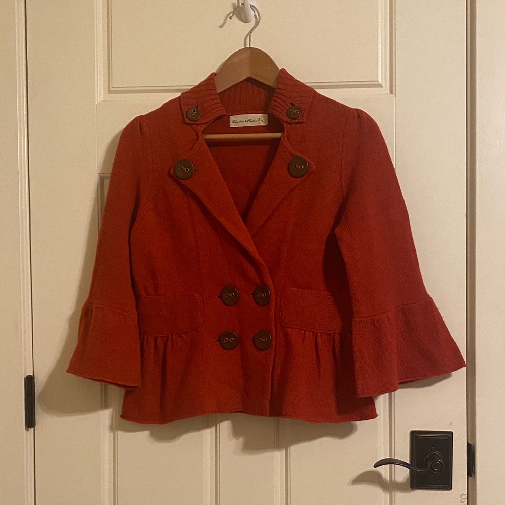Charles & Robin Anthropologie Rust Wool Vintage Sweater Coat